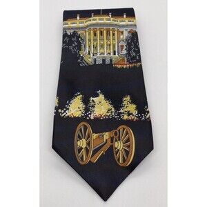 Blue American Flag Polyester Tie. White House Americana Patriotic Necktie. EUC